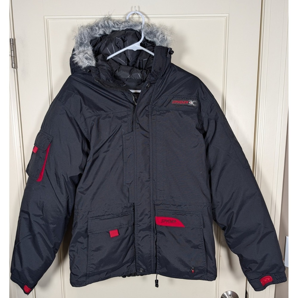 Spyder X5CAP Snowboard Ski Down Puffer Parka Jacket Size Kids 20 XL Black